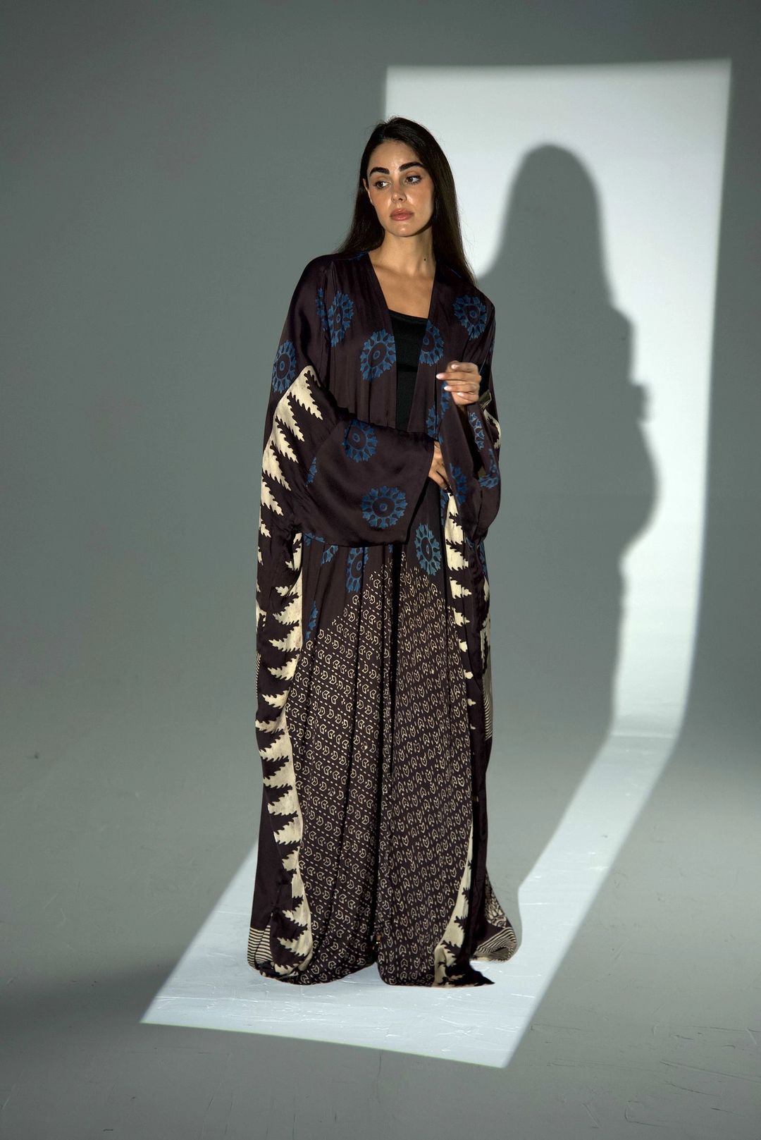 Bisht Pure Silk Handblock Abaya A35 - 6