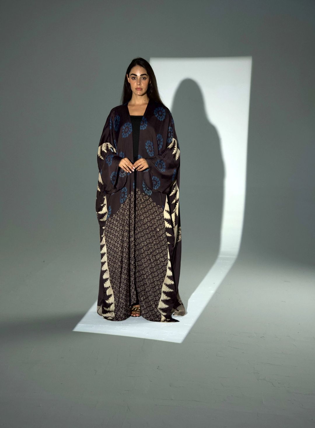 Bisht Pure Silk Handblock Abaya A35 - 8