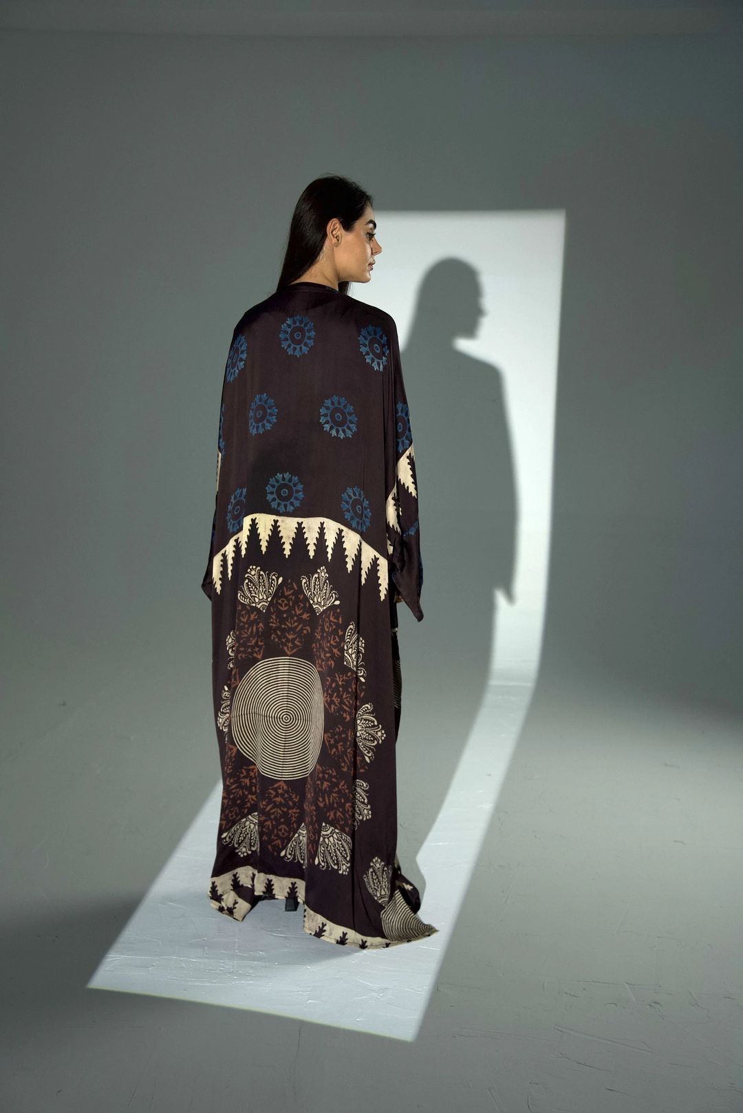 Bisht Pure Silk Handblock Abaya A35 - 7