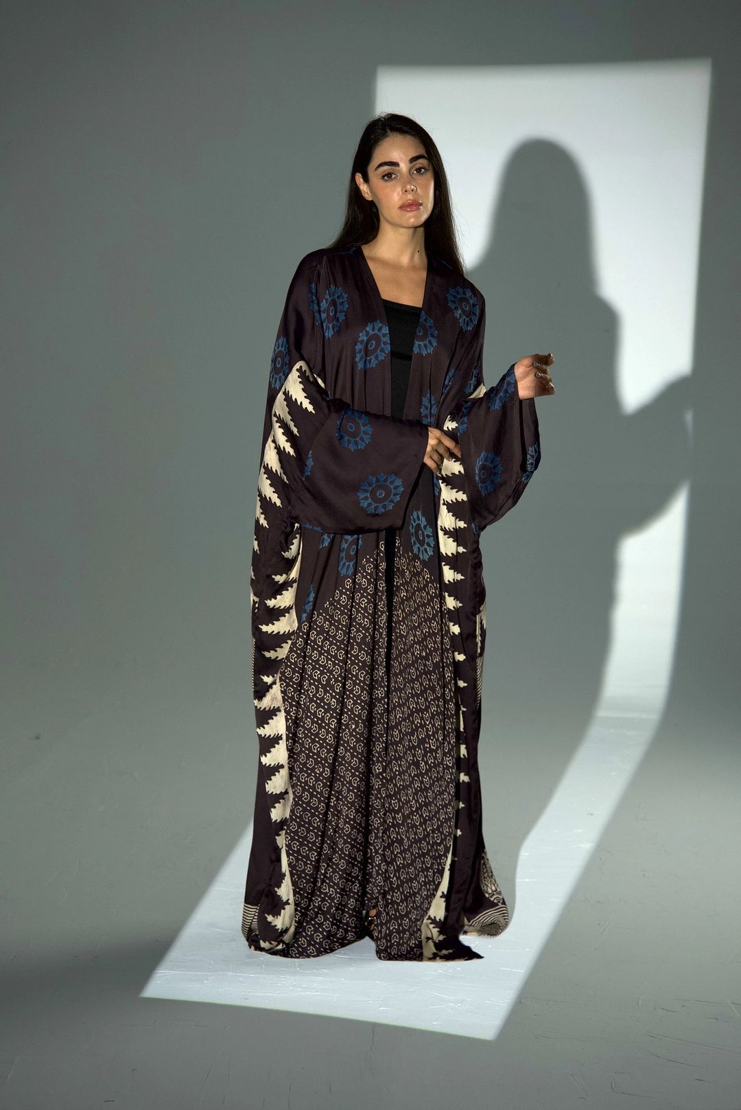Bisht Pure Silk Handblock Abaya A35 - 13