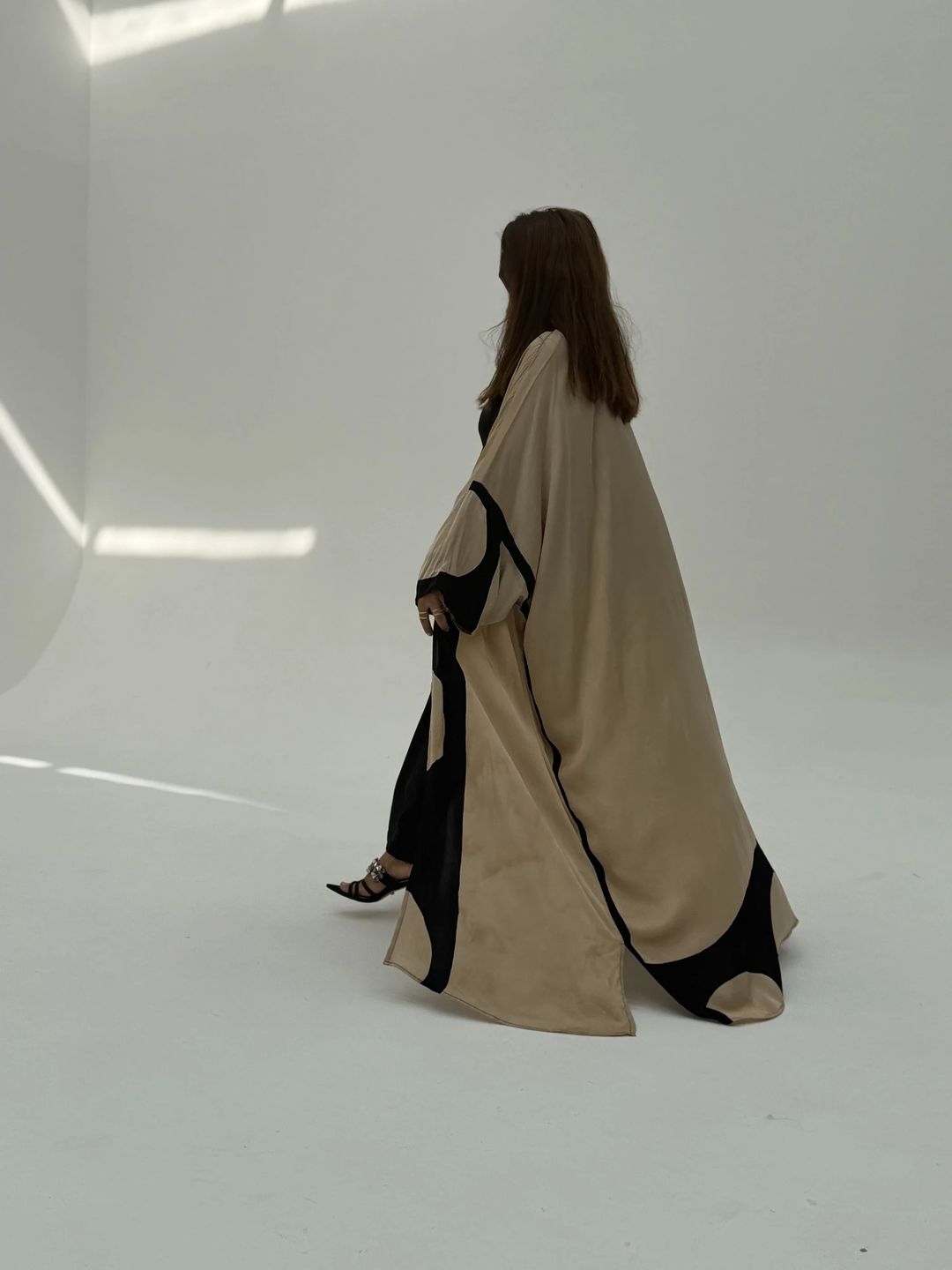 Bisht Pure Silk Handblock Abaya A2 - 1