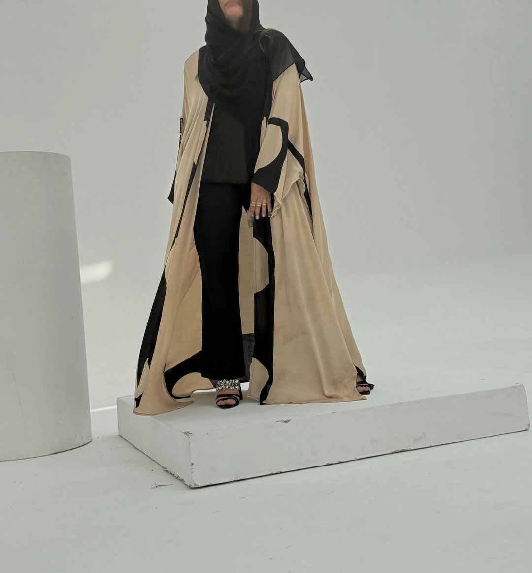Bisht Pure Silk Handblock Abaya A2 - 4