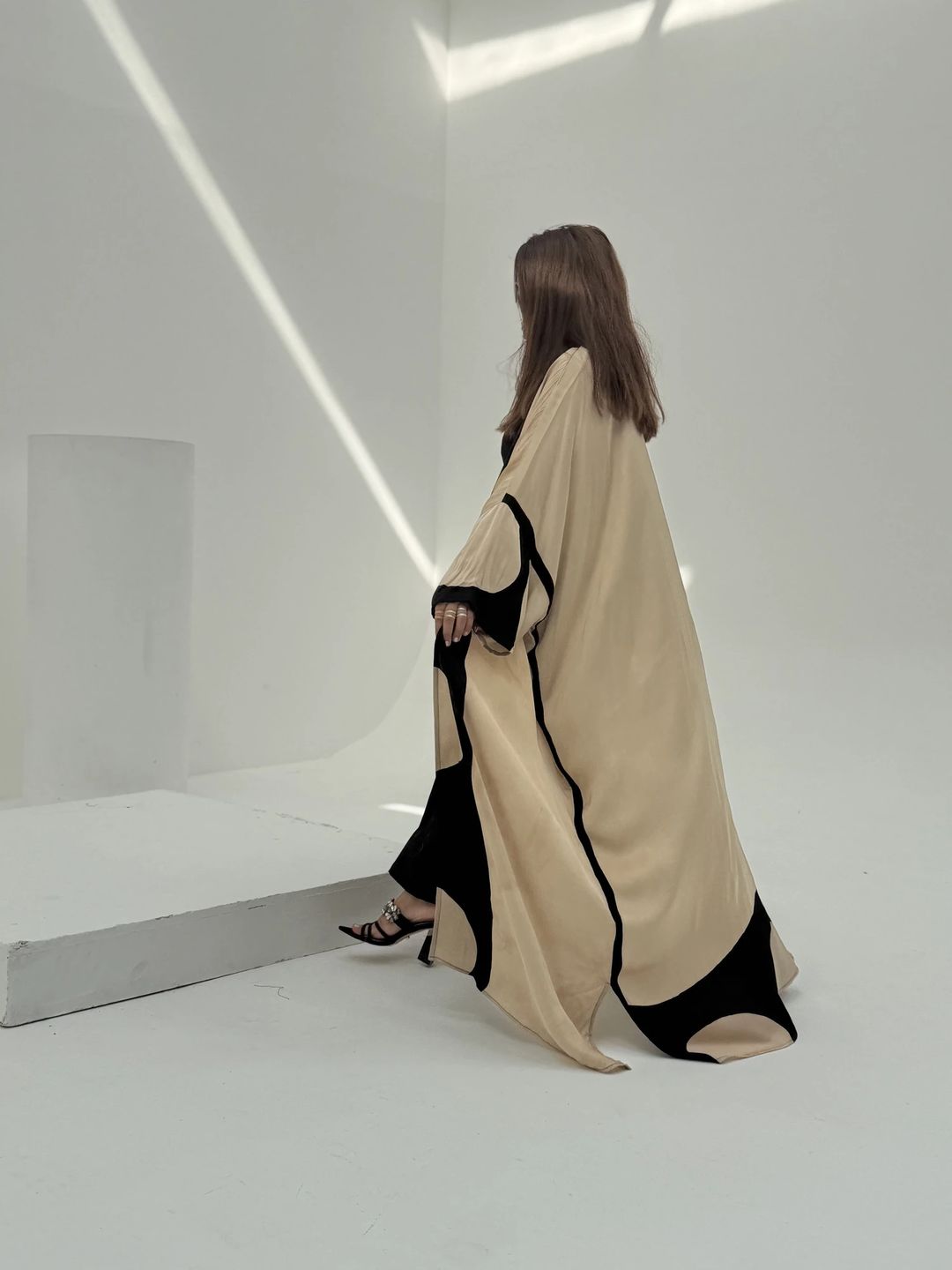 Bisht Pure Silk Handblock Abaya A2 - 6