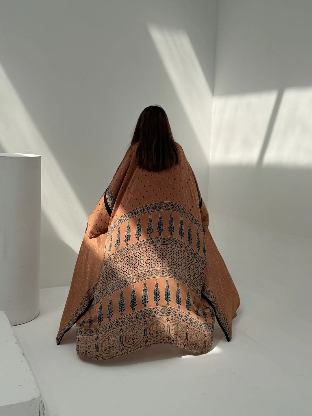 Bisht Pure Silk Handblock Abaya A16 - 5