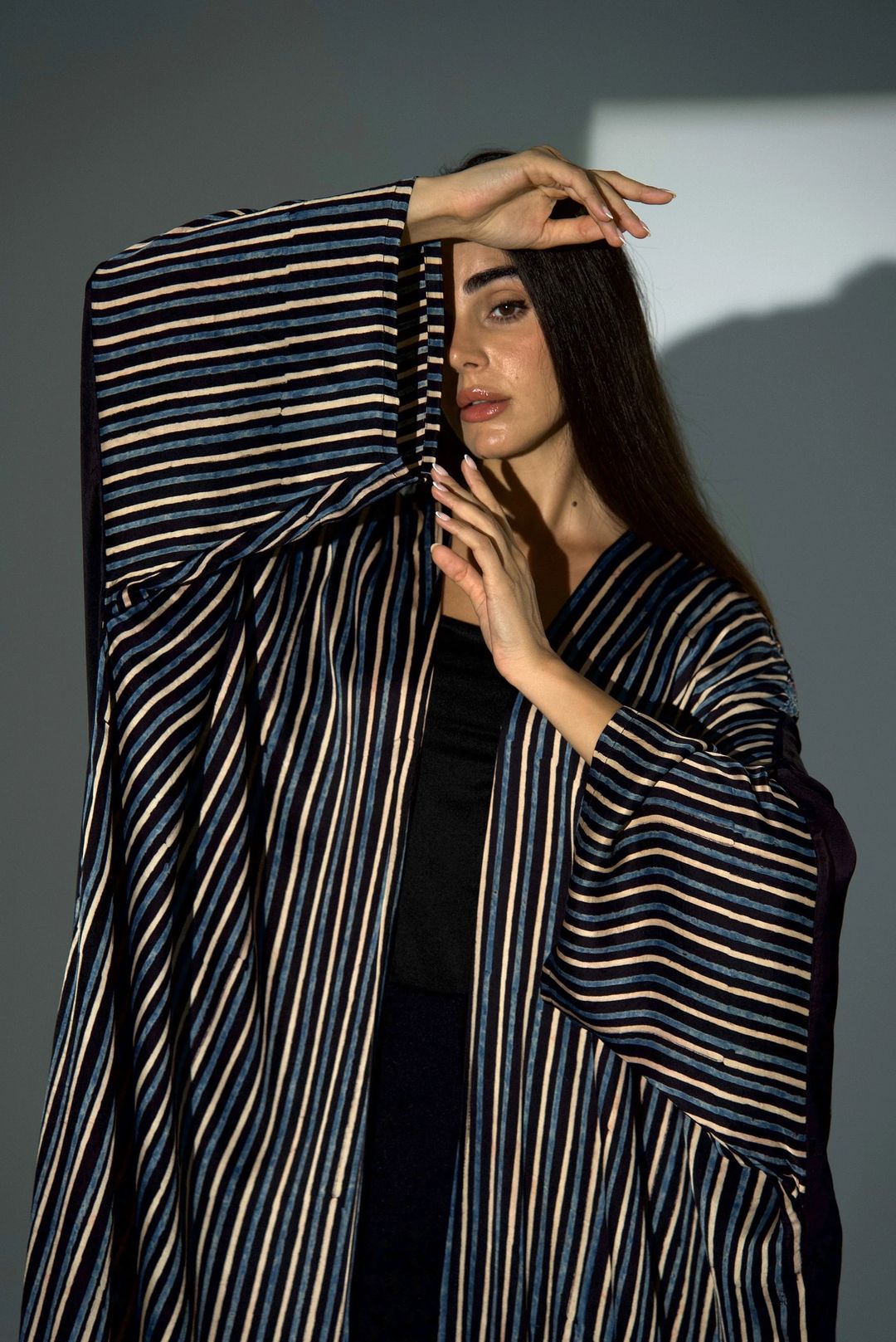 Bisht Pure Silk Handblock Abaya A27 - 4