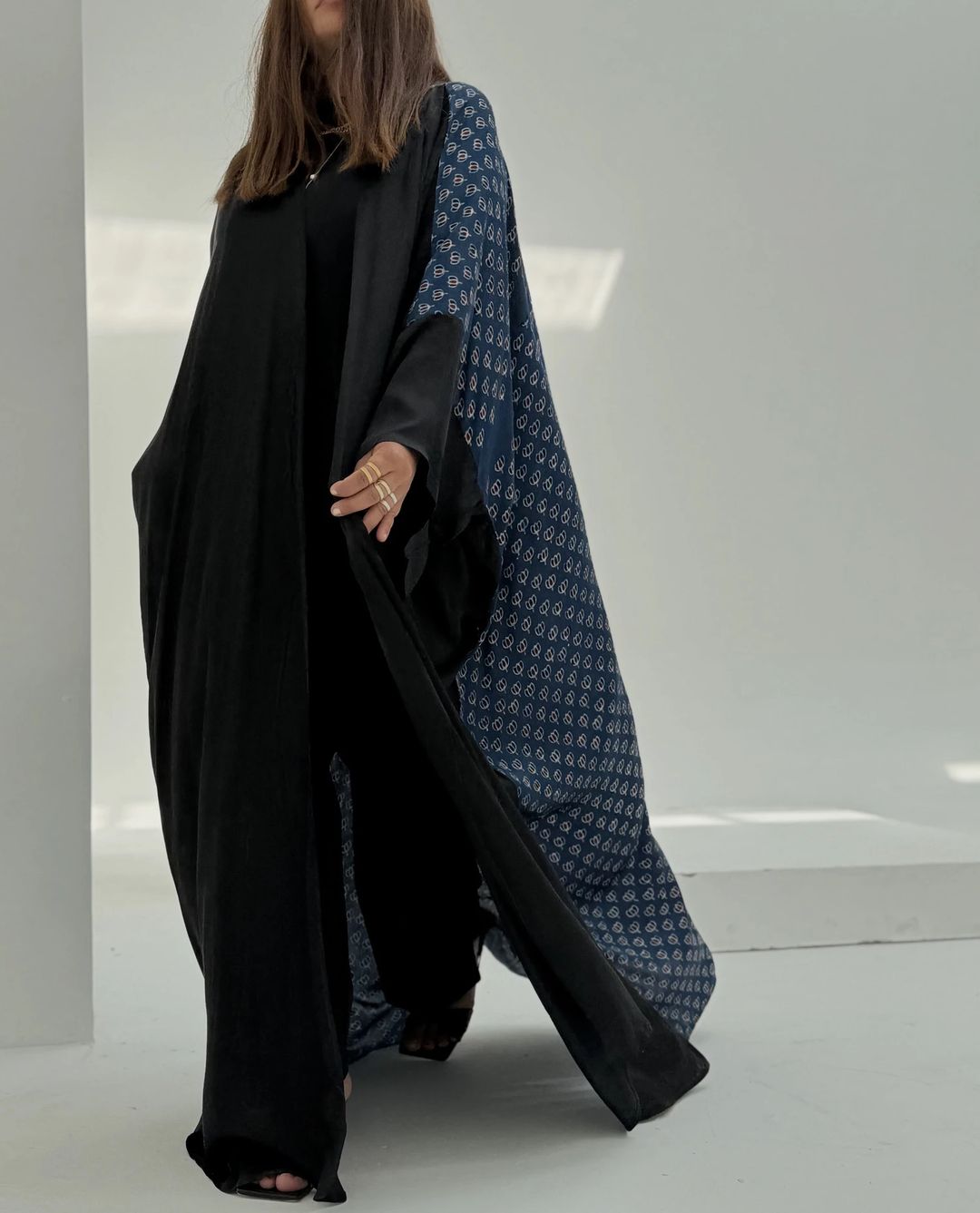 Bisht Pure Silk Handblock Abaya A18 - 7
