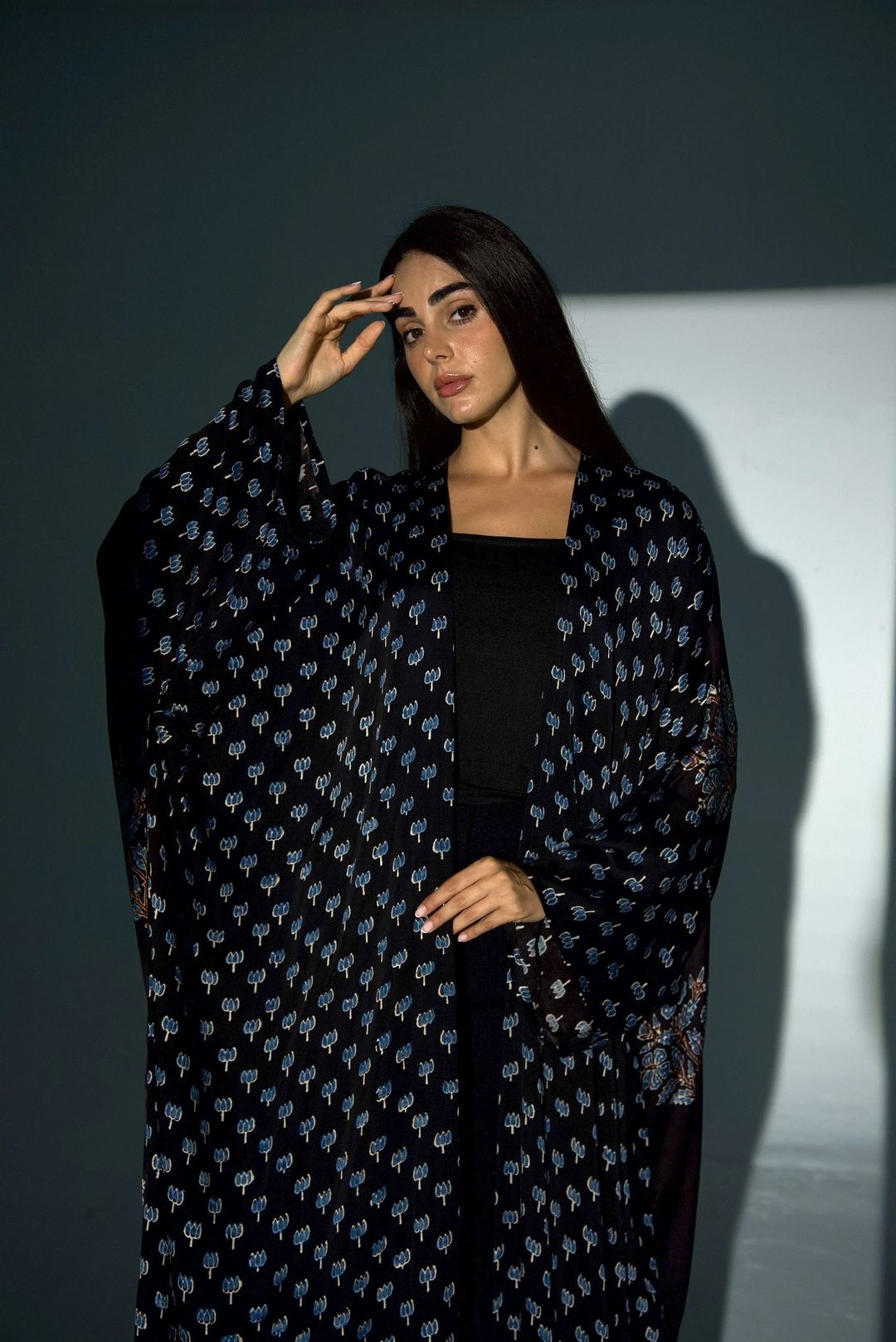 Bisht Pure Silk Handblock Abaya A23 - 5