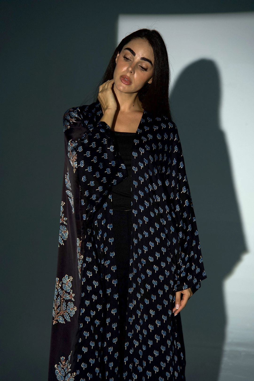 Bisht Pure Silk Handblock Abaya A23 - 10