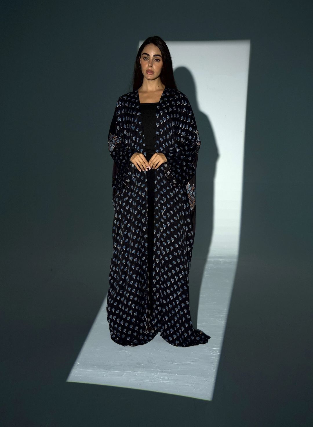 Bisht Pure Silk Handblock Abaya A23 - 7