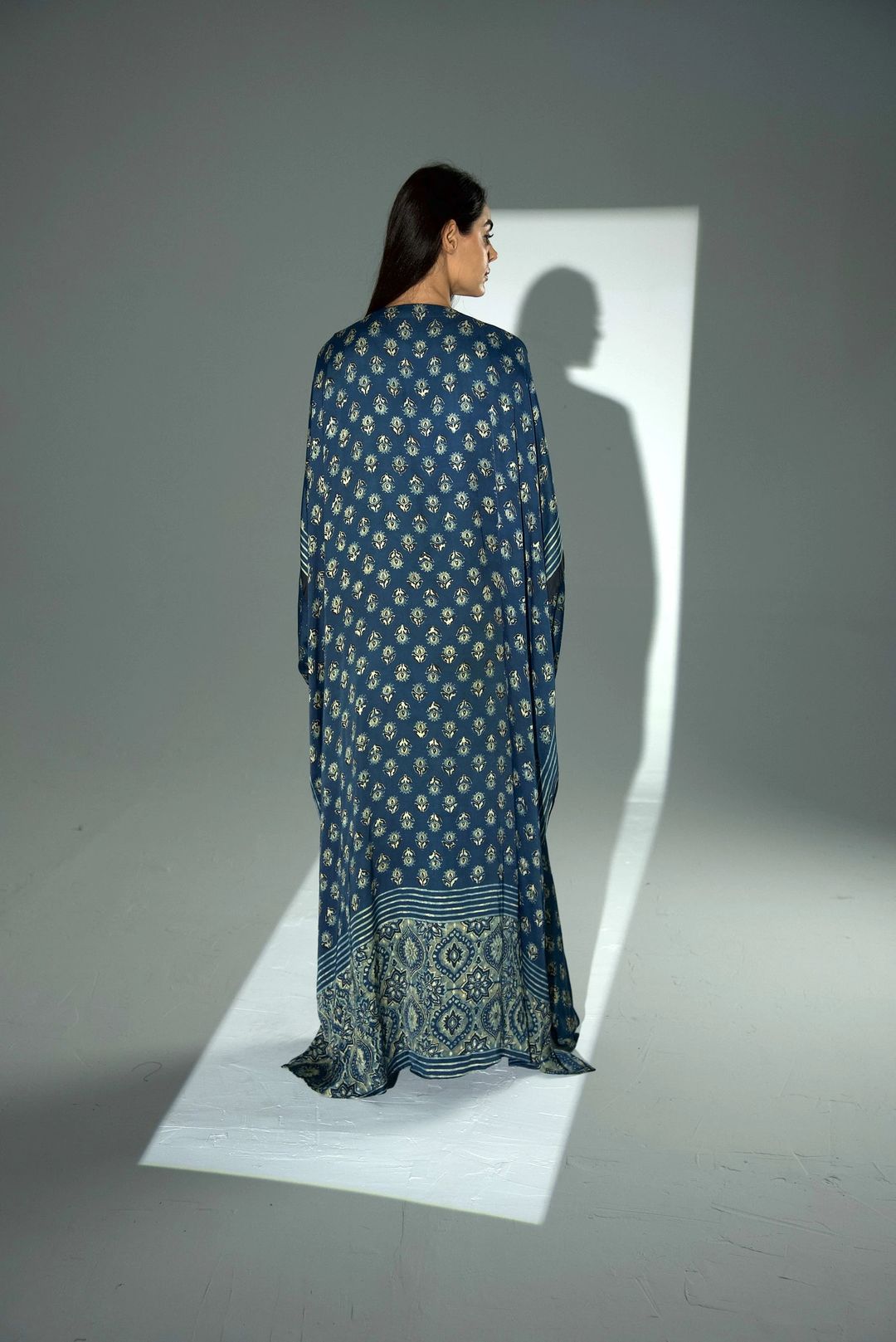 Bisht Pure Silk Handblock Abaya A37 - 6