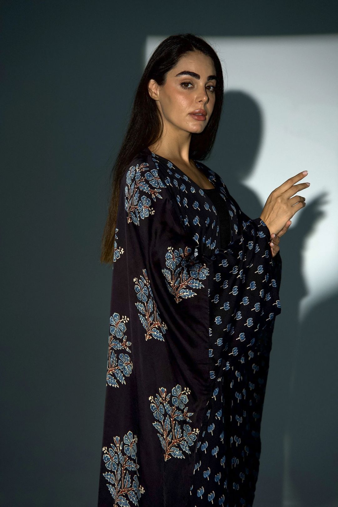 Bisht Pure Silk Handblock Abaya A23 - 8