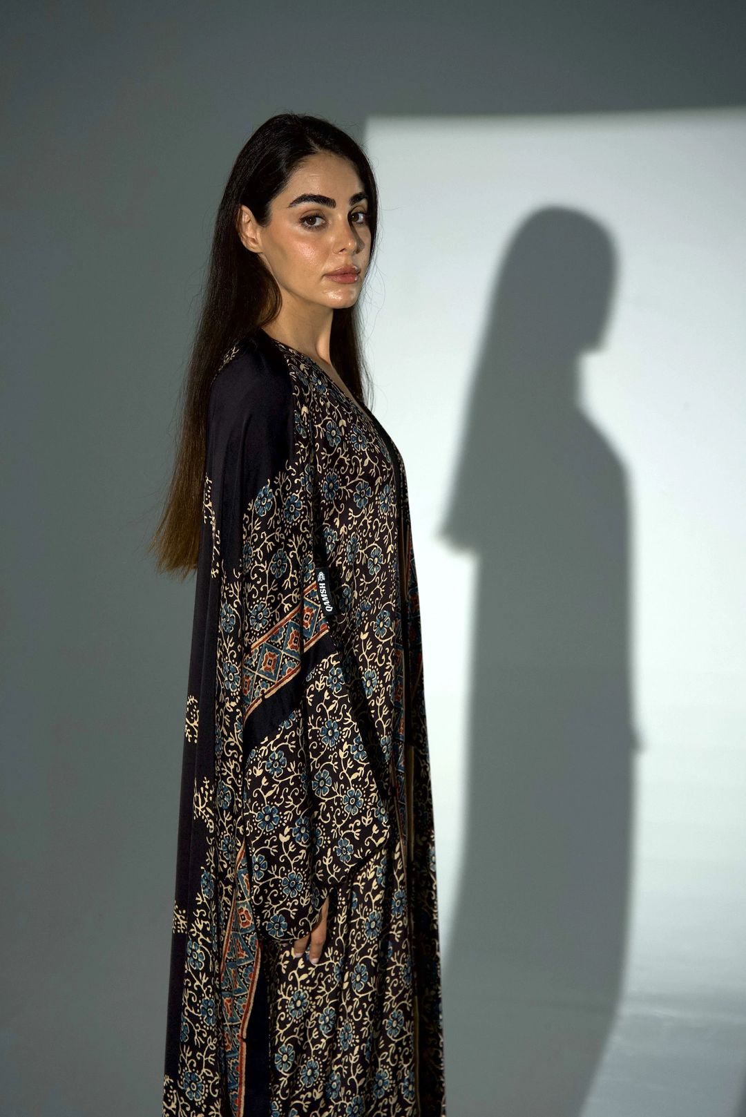 Bisht Pure Silk Handblock Abaya A28 - 9