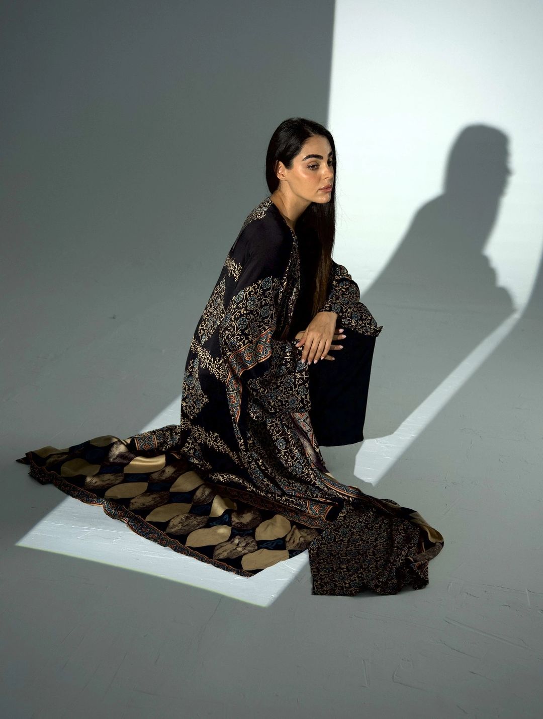 Bisht Pure Silk Handblock Abaya A28 - 6
