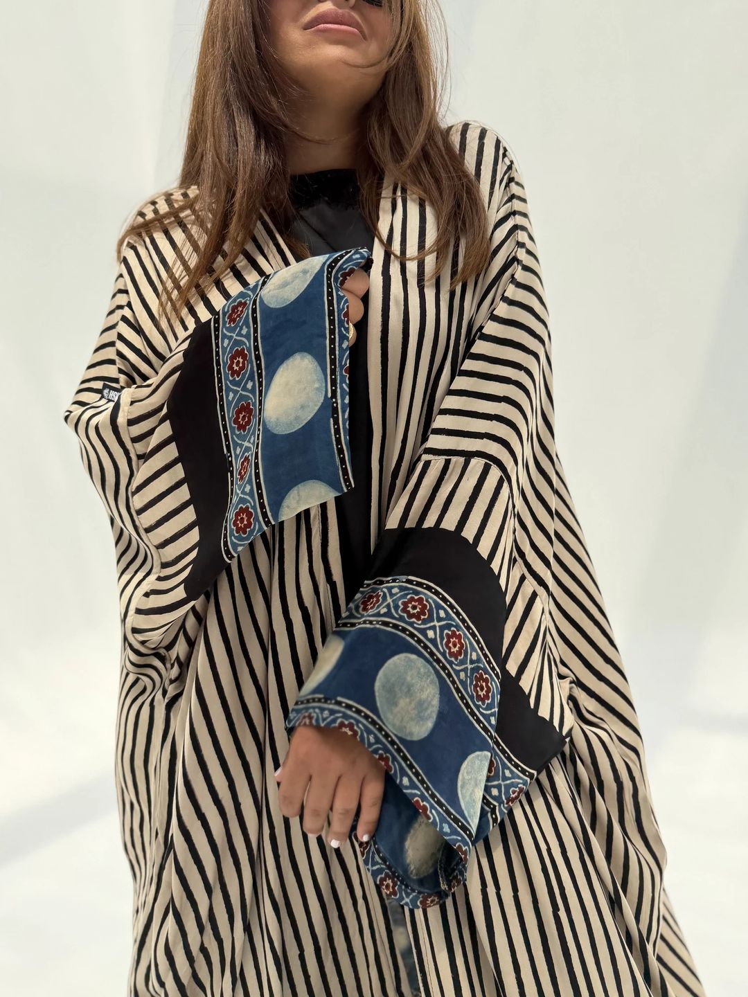Bisht Pure Silk Handblock Abaya M5 - 4