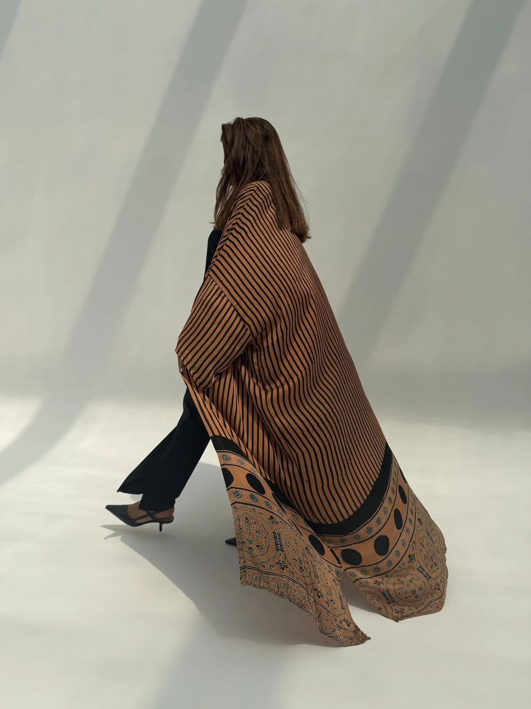 Bisht Pure Silk Handblock Abaya M7 - 1