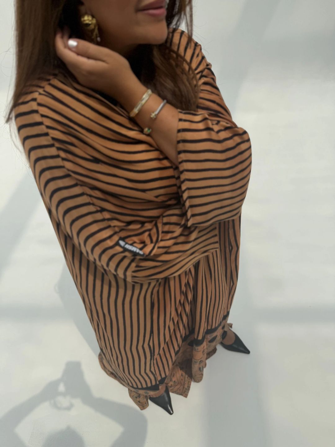 Bisht Pure Silk Handblock Abaya M7 - 4