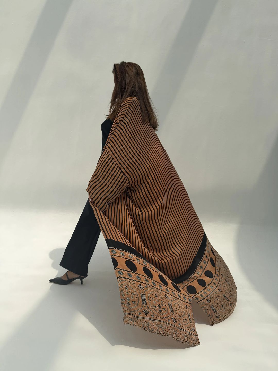 Bisht Pure Silk Handblock Abaya M7 - 7