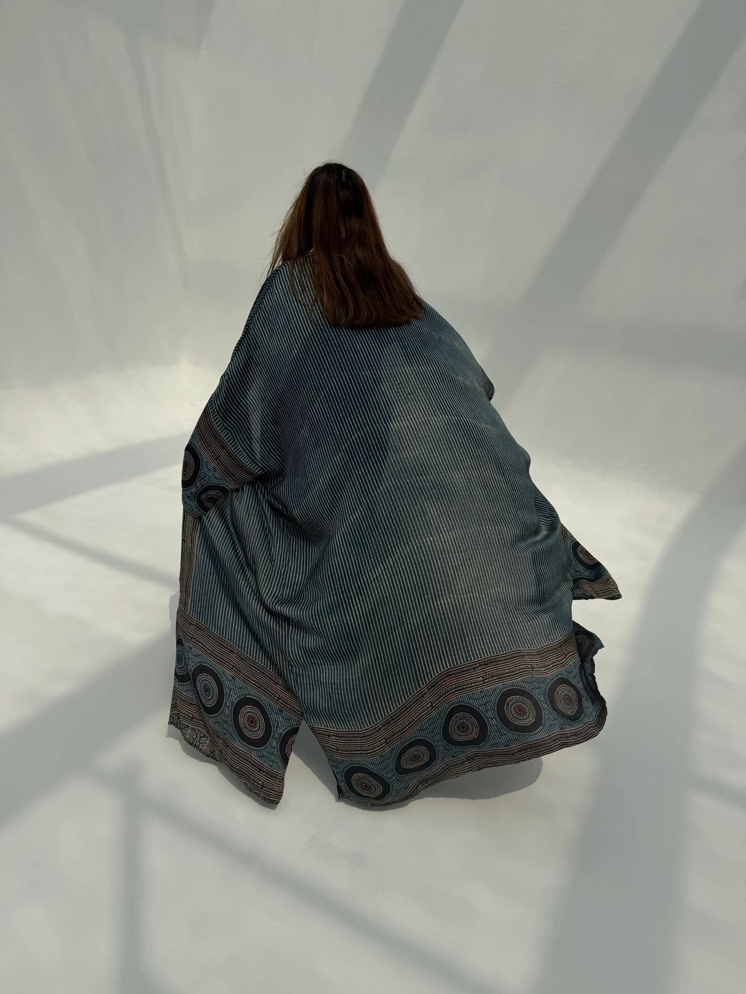 Bisht Pure Silk Handblock Abaya M8 - 2