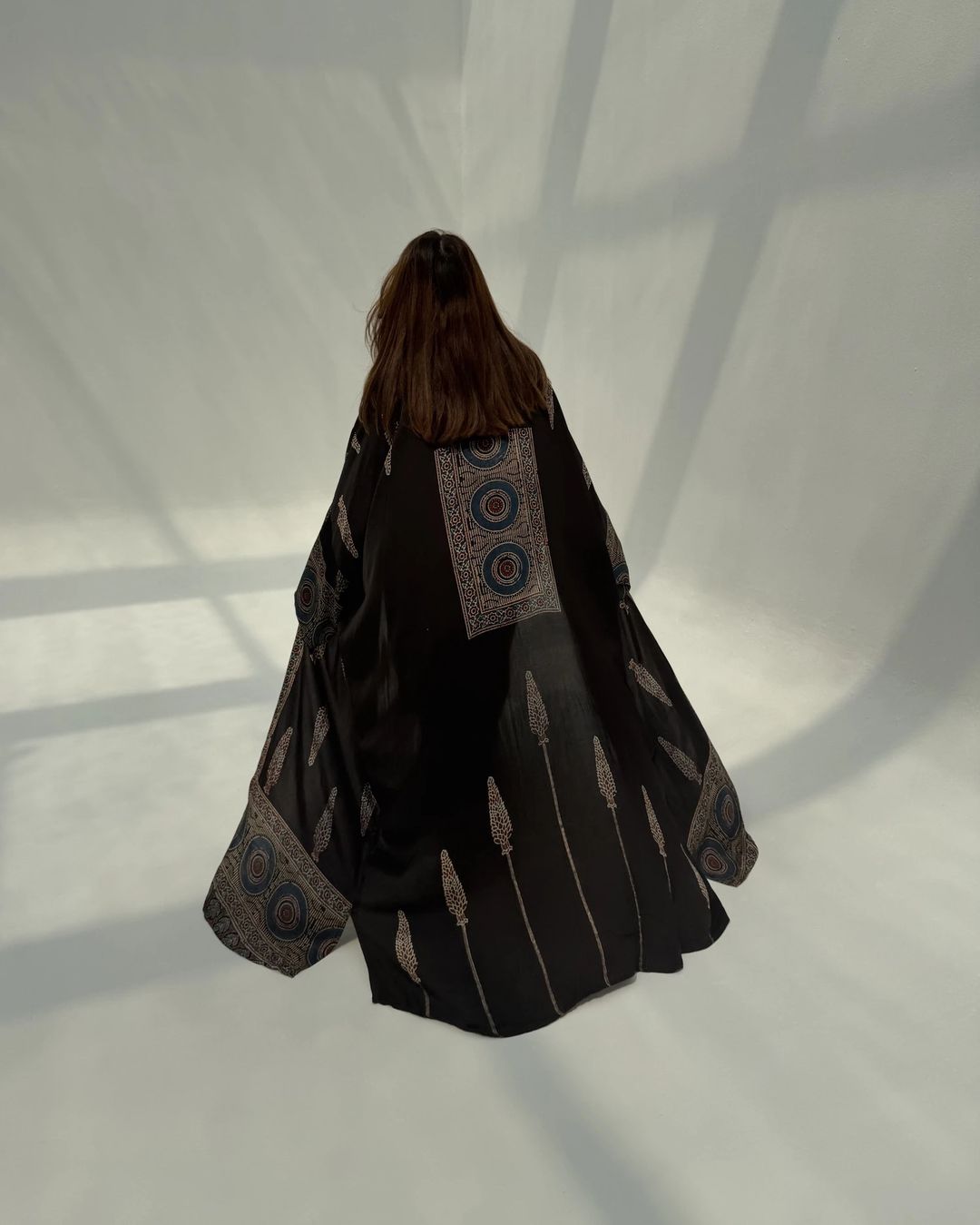 Bisht Pure Silk Handblock Abaya M11 - 1