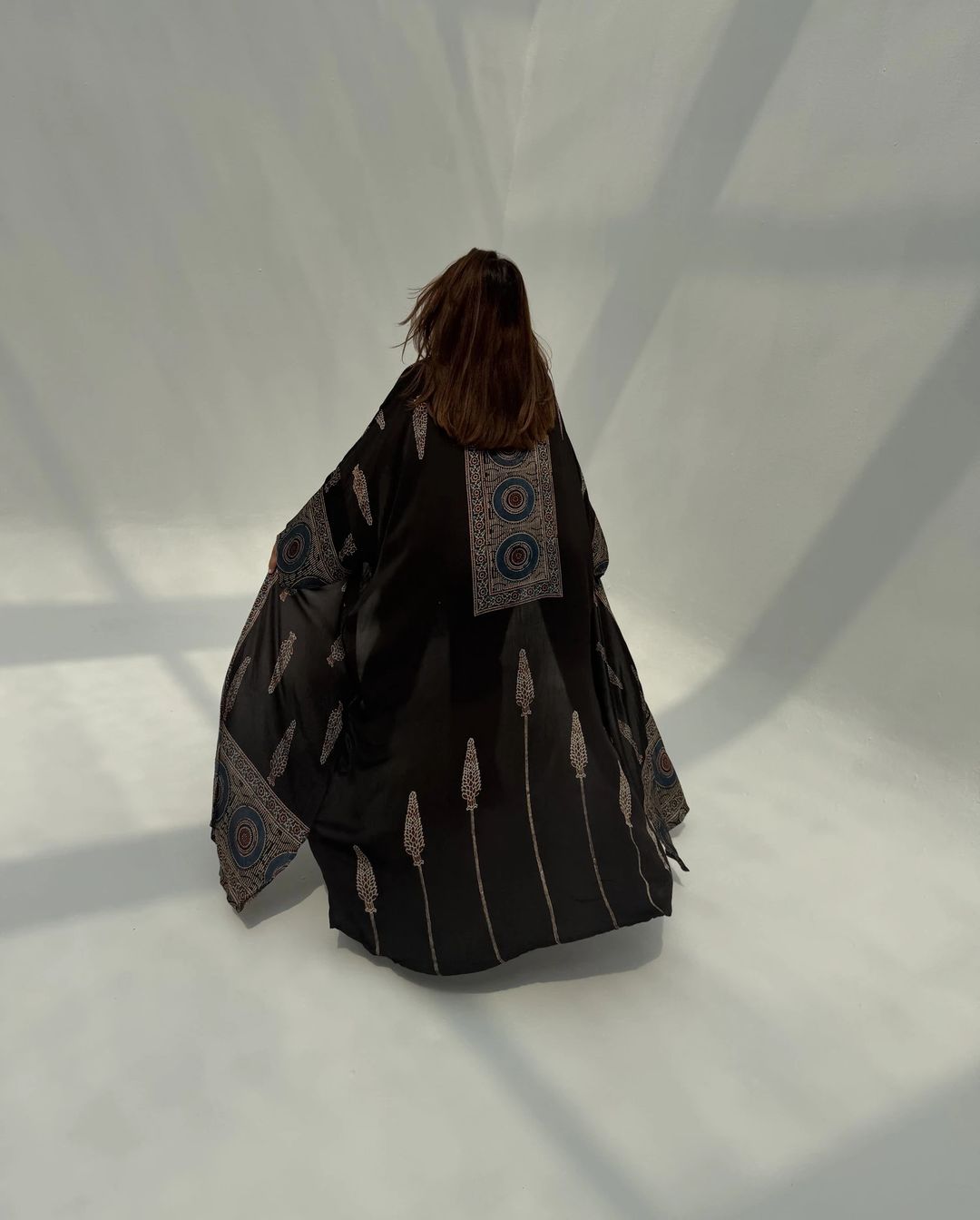 Bisht Pure Silk Handblock Abaya M11 - 5