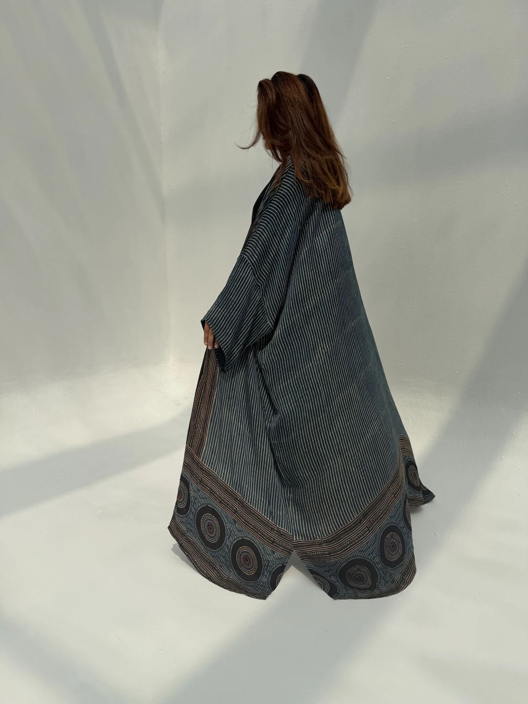 Bisht Pure Silk Handblock Abaya M9 - 9