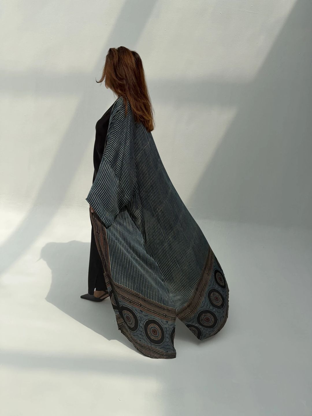 Bisht Pure Silk Handblock Abaya M9 - 6