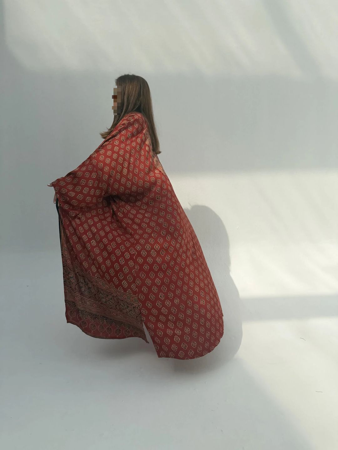 Bisht Pure Silk Handblock Abaya C15 - 9