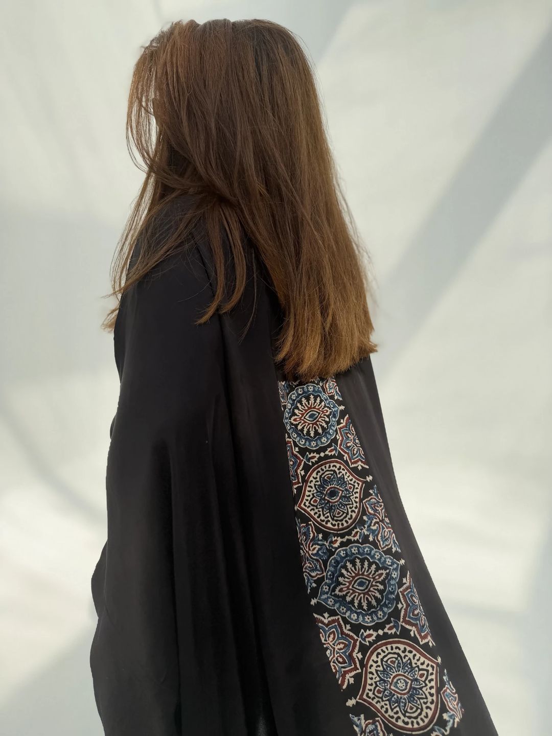Bisht Pure Silk Handblock Abaya C13 - 3