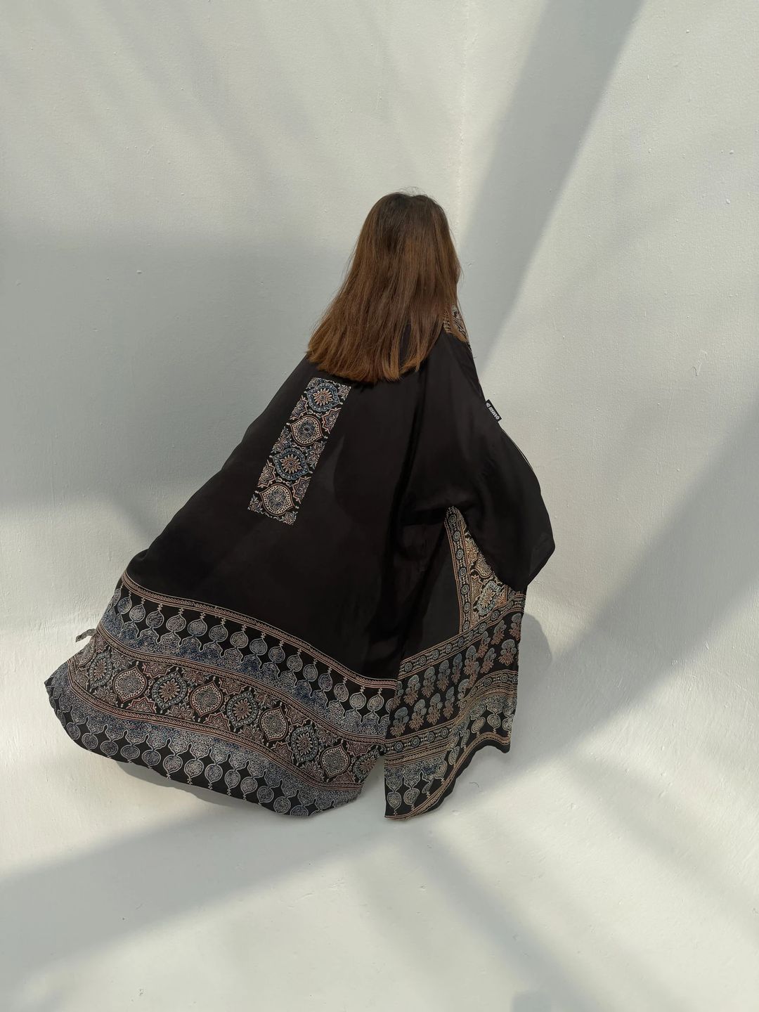 Bisht Pure Silk Handblock Abaya C13 - 6