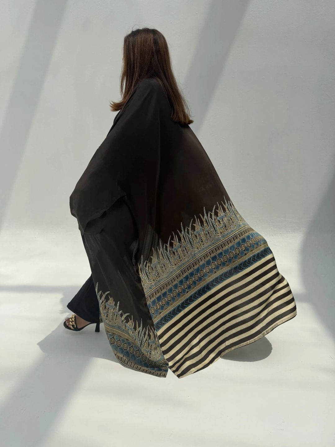 Bisht Pure Silk Handblock Abaya C5 - 2