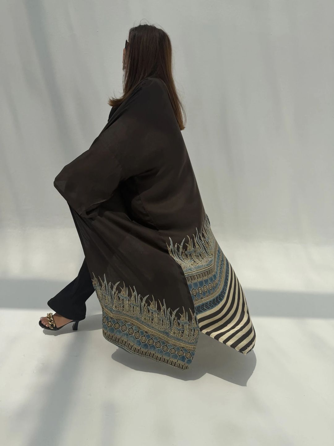 Bisht Pure Silk Handblock Abaya C5 - 6