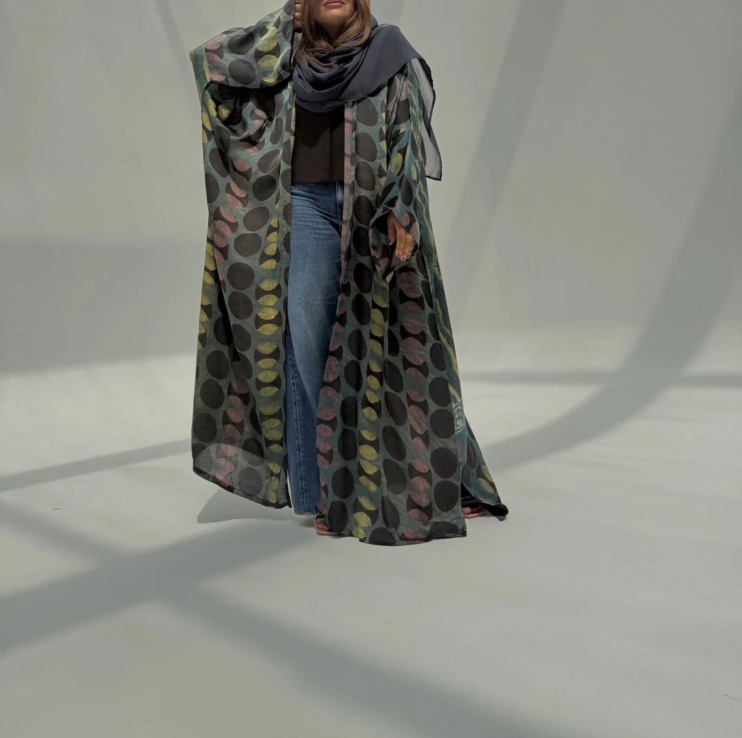 Bisht Pure Silk Handblock Abaya U 8 - 1