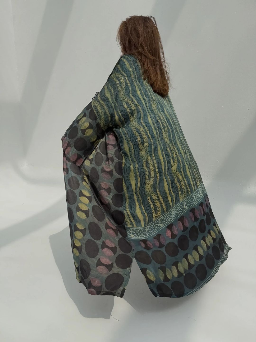 Bisht Pure Silk Handblock Abaya U 8 - 6