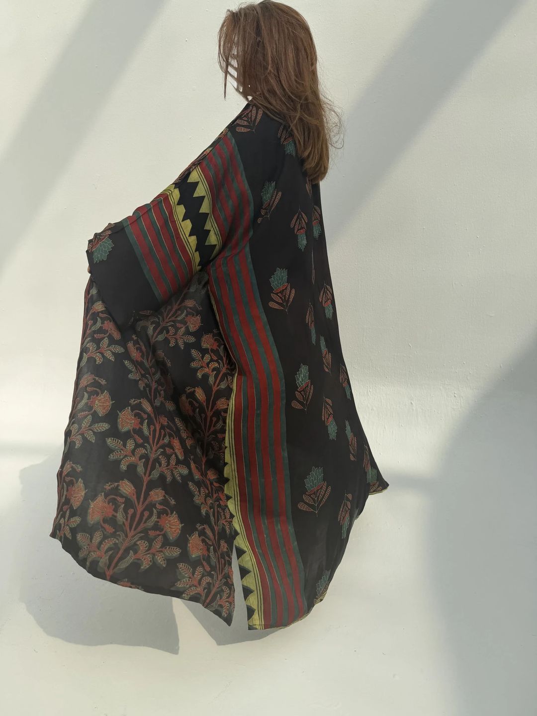 Bisht Pure Silk Handblock Abaya U16 - 1