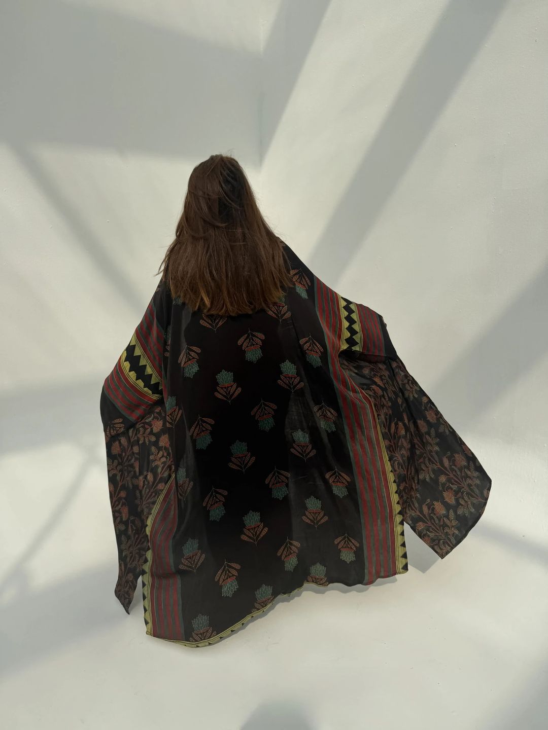 Bisht Pure Silk Handblock Abaya U16 - 3