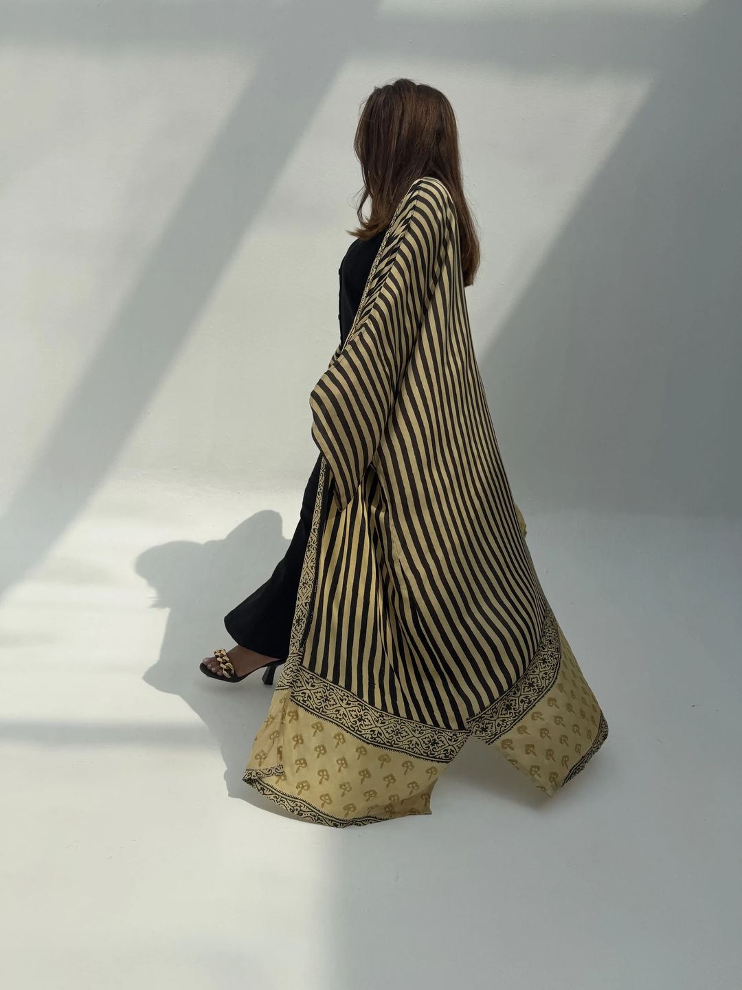 Bisht Pure Silk Handblock Abaya C11 - 7