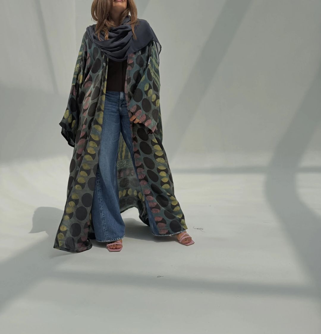Bisht Pure Silk Handblock Abaya U 8 - 14