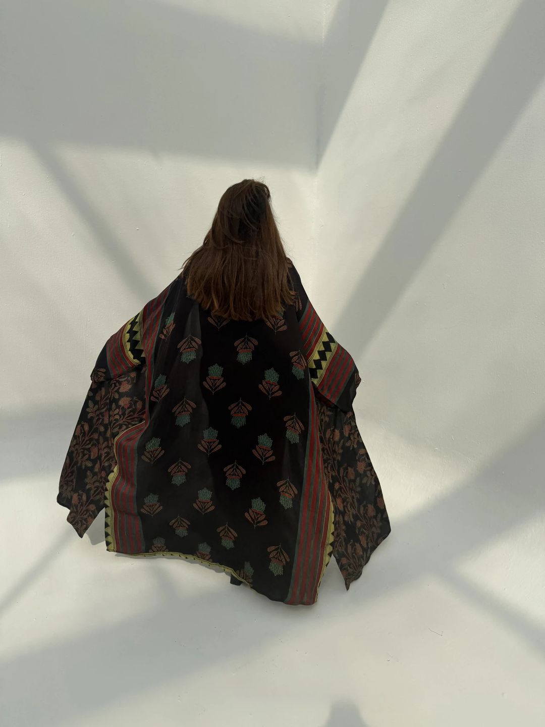 Bisht Pure Silk Handblock Abaya U16 - 8