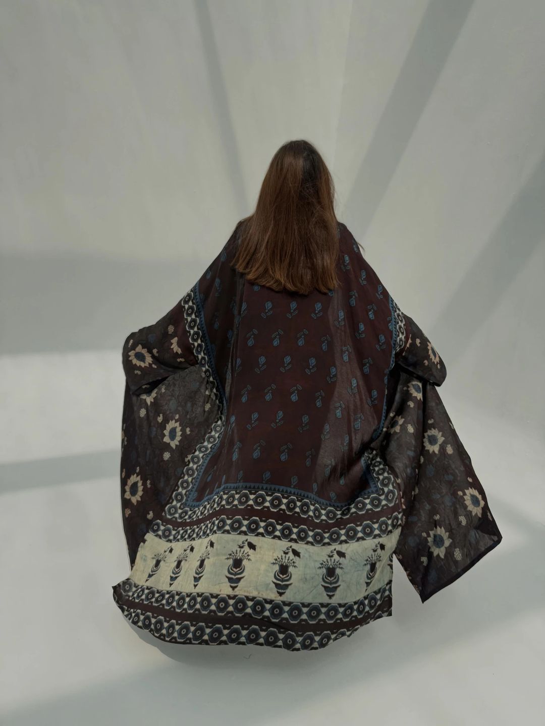 Bisht Pure Silk Handblock Abaya U 5 - 6