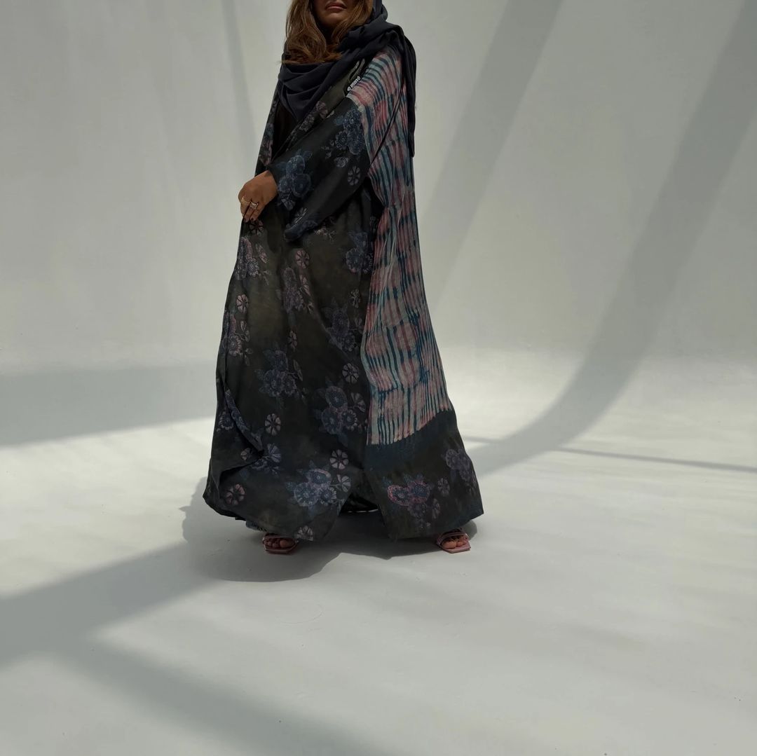 Bisht Pure Silk Handblock Abaya U 7 - 3