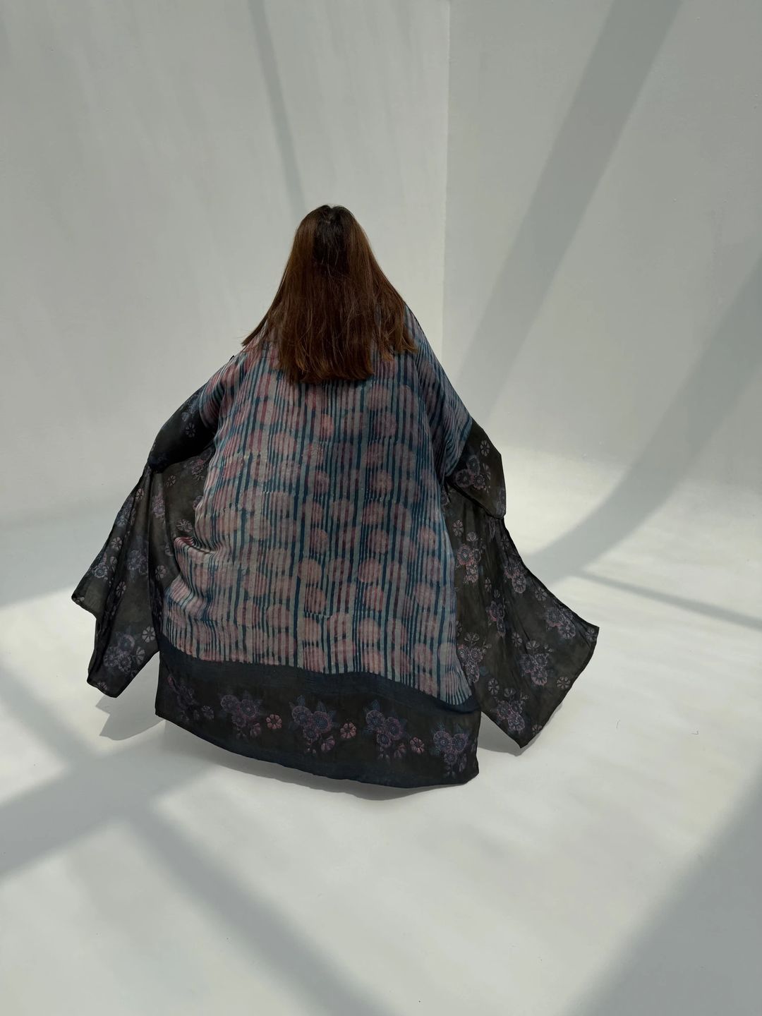 Bisht Pure Silk Handblock Abaya U 7 - 6
