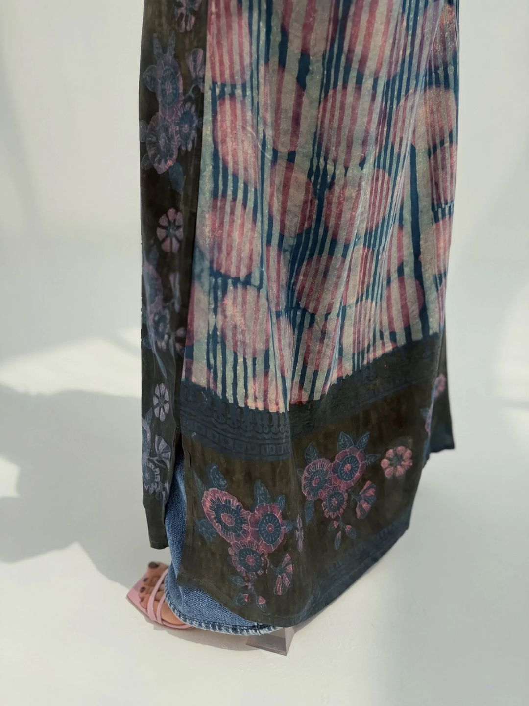 Bisht Pure Silk Handblock Abaya U 7 - 8