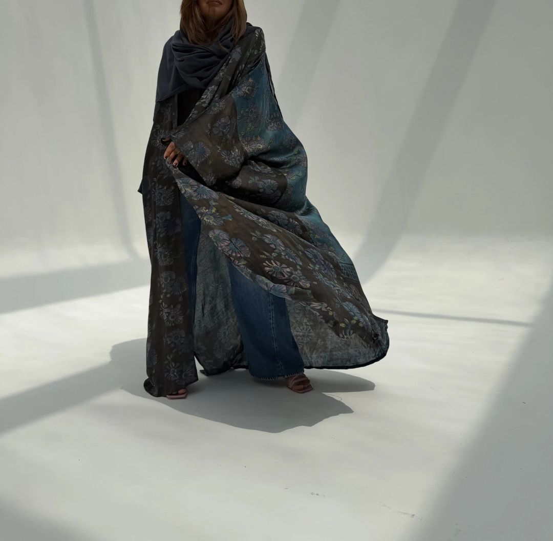 Bisht Pure Silk Handblock Abaya U 3 - 9