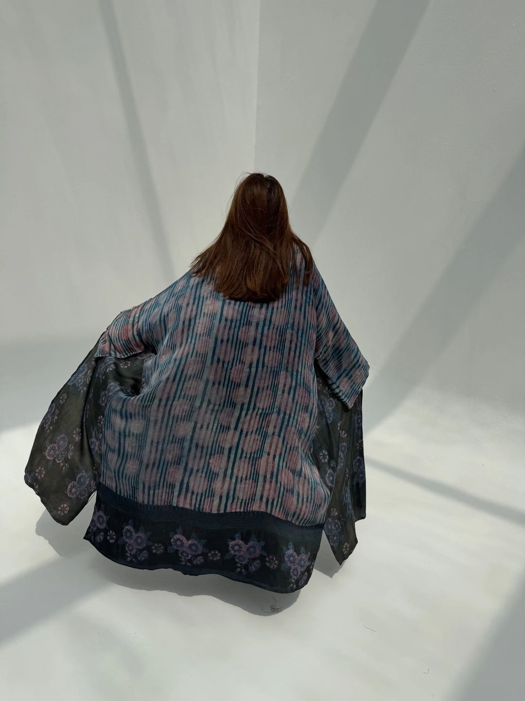 Bisht Pure Silk Handblock Abaya U 7 - 13