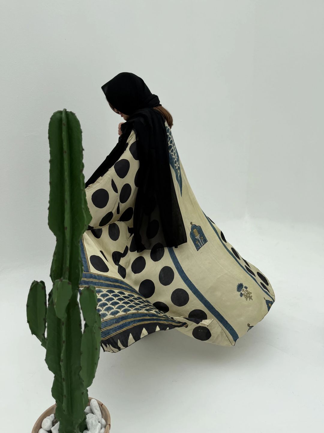 Bisht Pure Silk Handblock Abaya U 11 - 11