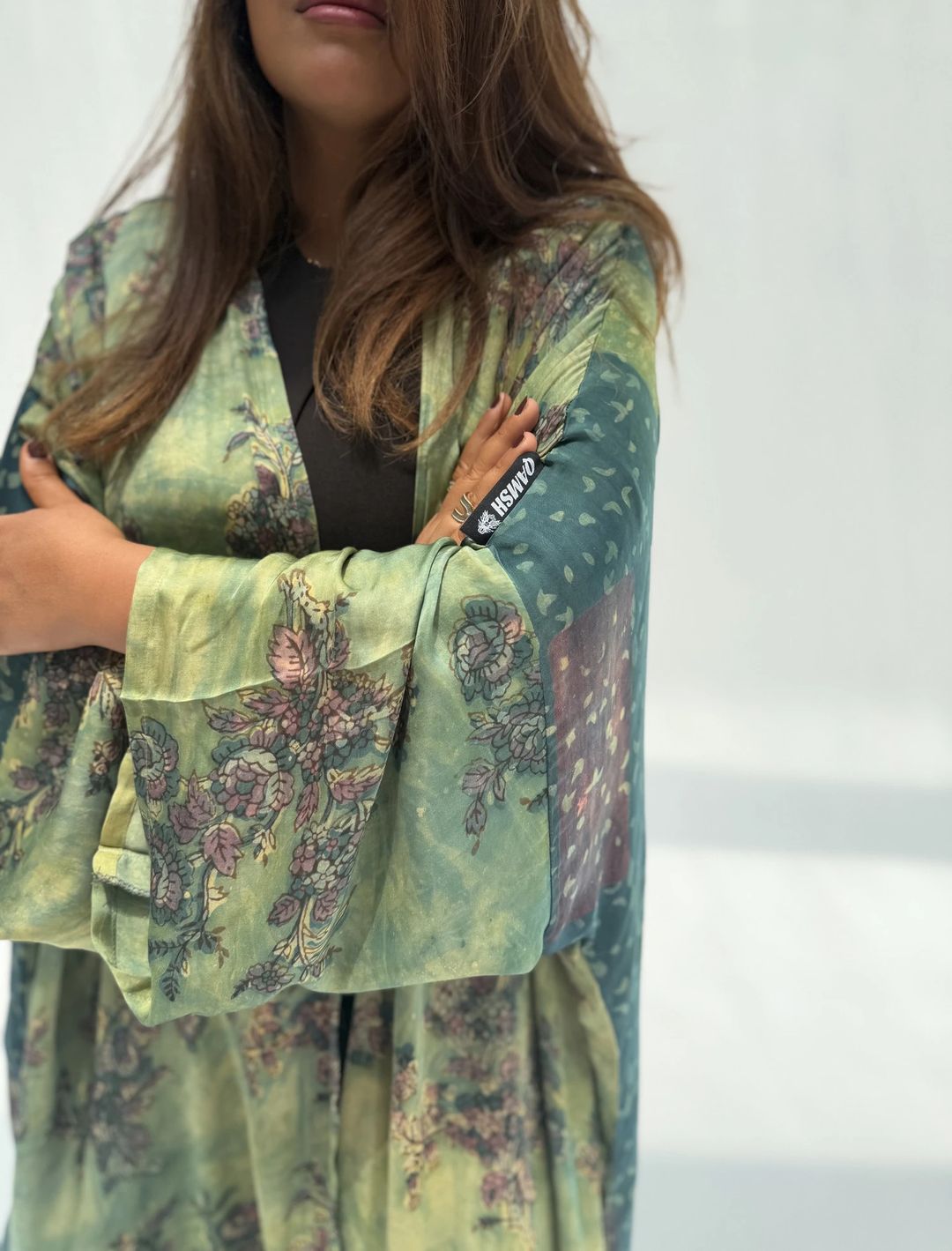 Bisht Pure Silk Handblock Abaya U 4 - 5