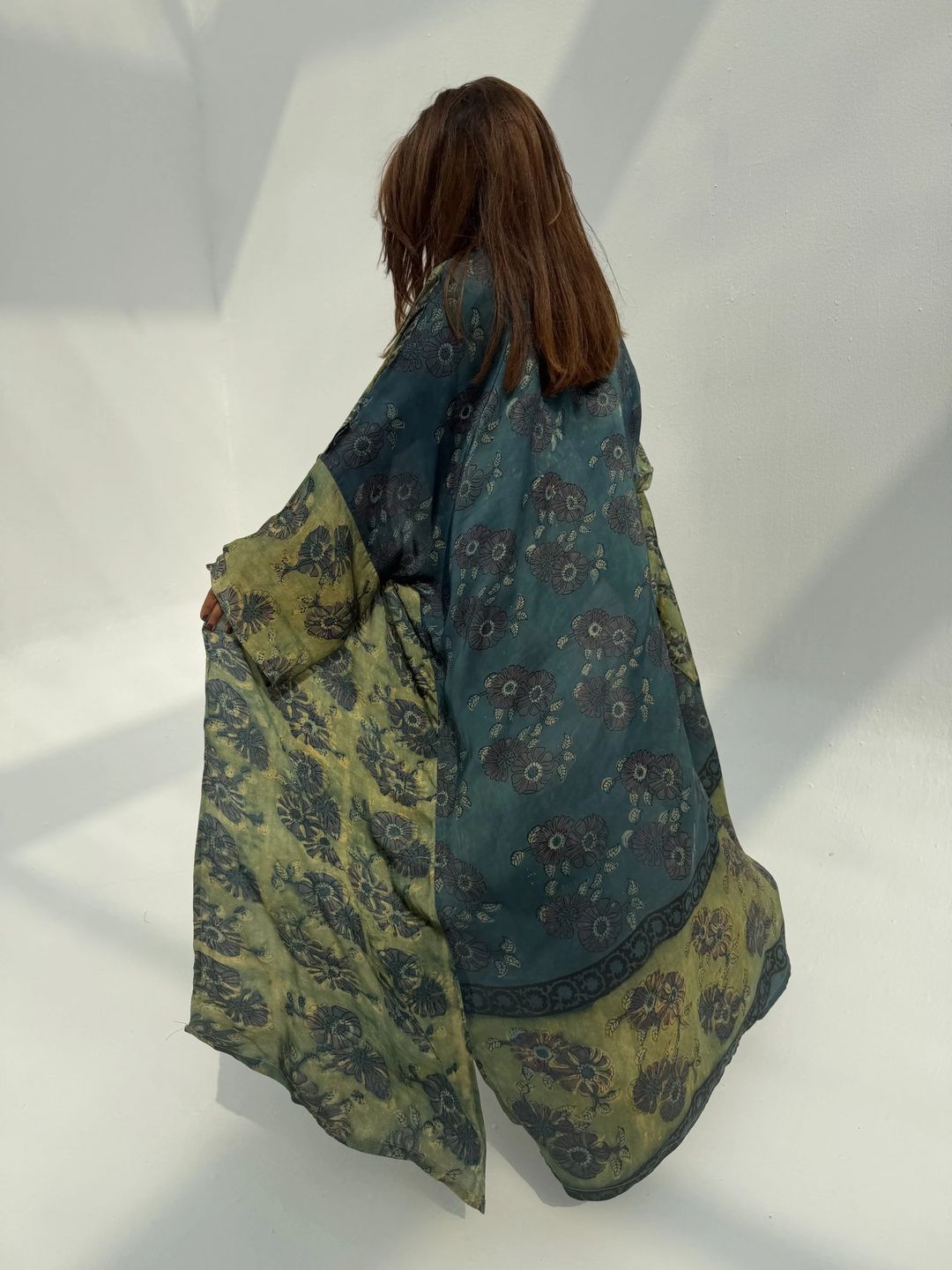 Bisht Pure Silk Handblock Abaya U 10 - 10