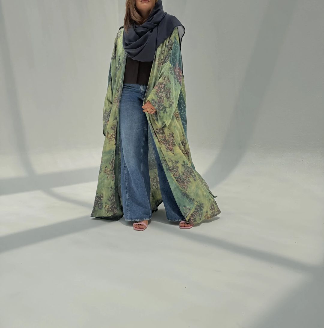 Bisht Pure Silk Handblock Abaya U 4 - 6