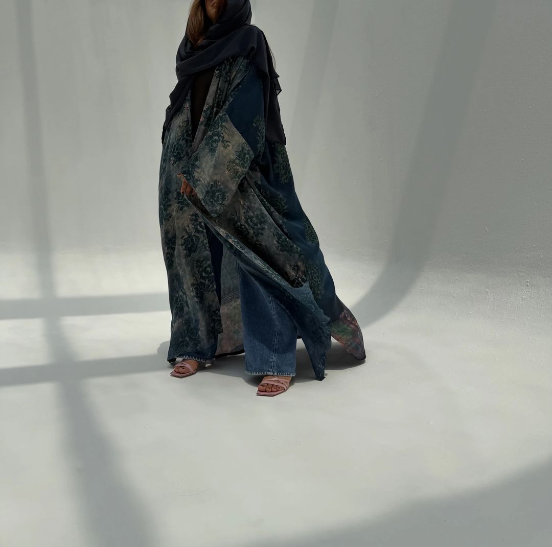 Bisht Pure Silk Handblock Abaya U 6 - 9