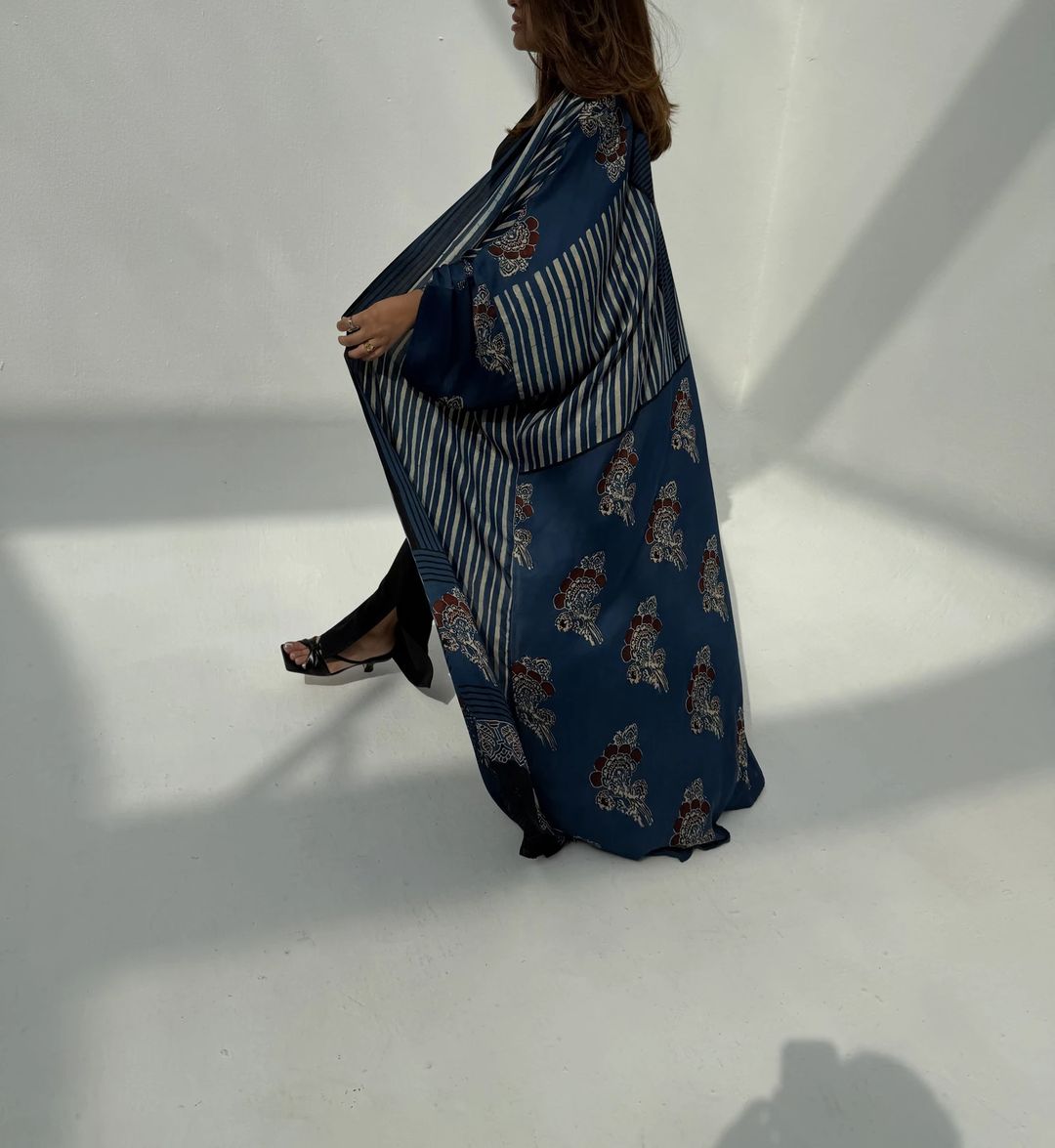 Bisht Pure Silk Handblock Abaya M14 - 10